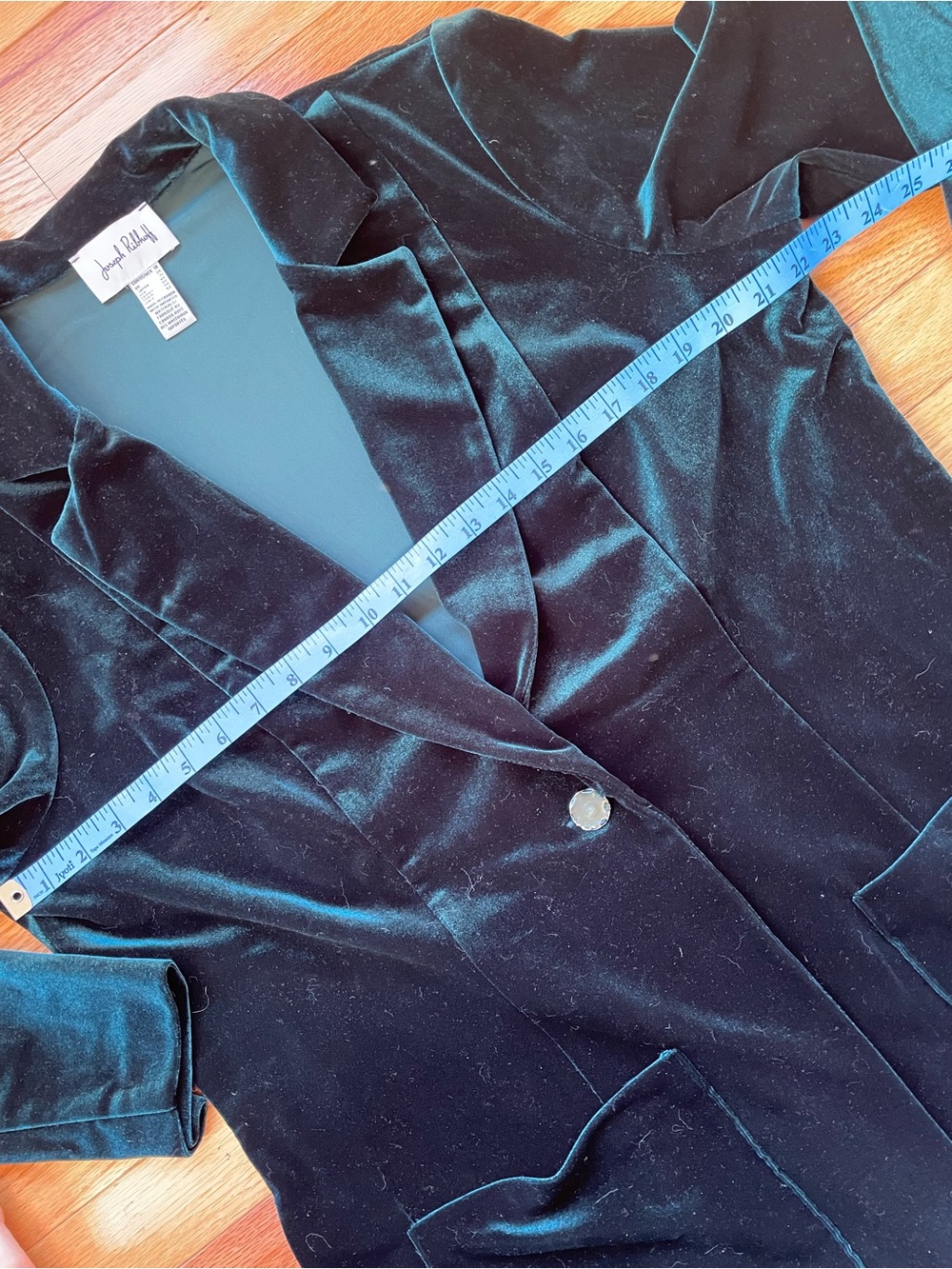 Joseph Ribkoff Green Velvet Single-Button Blazer - Picture 4 of 8